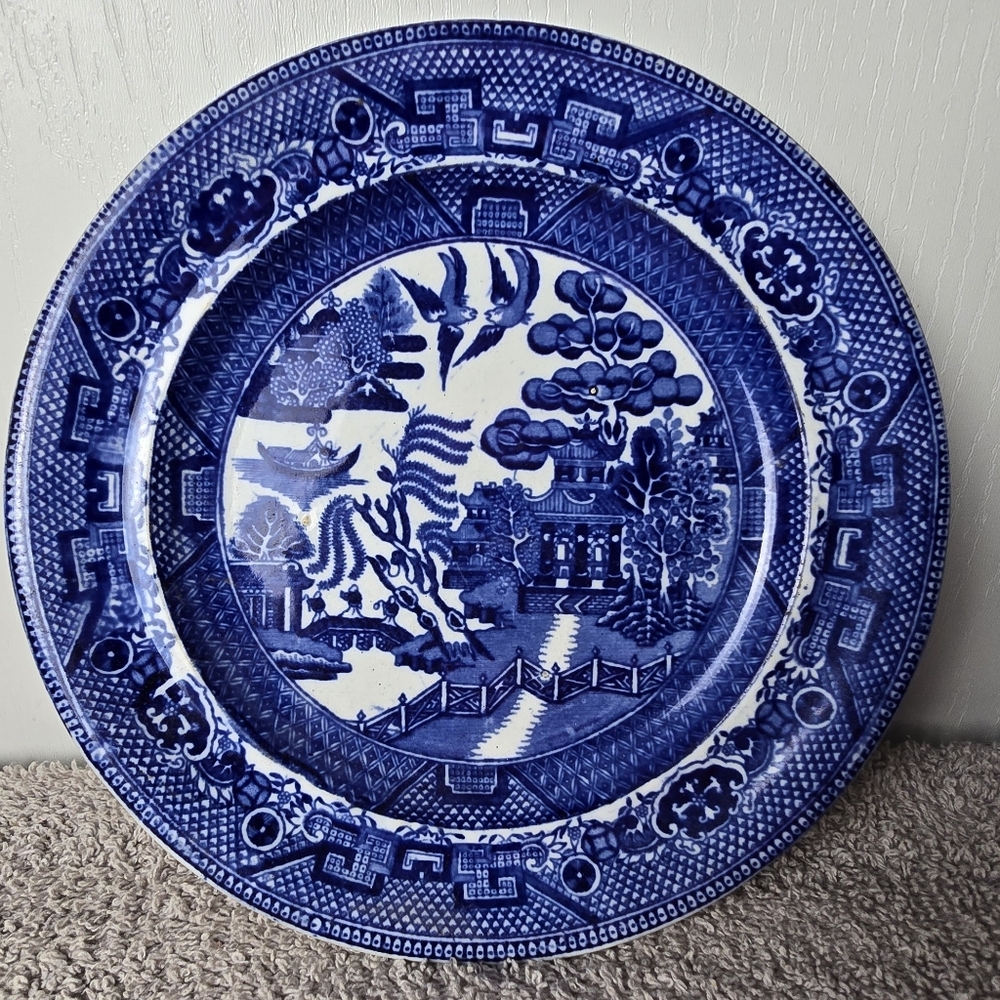Blue Willow 7-5/8 Plate Staffordshire J.M.&S. DERP BLUE